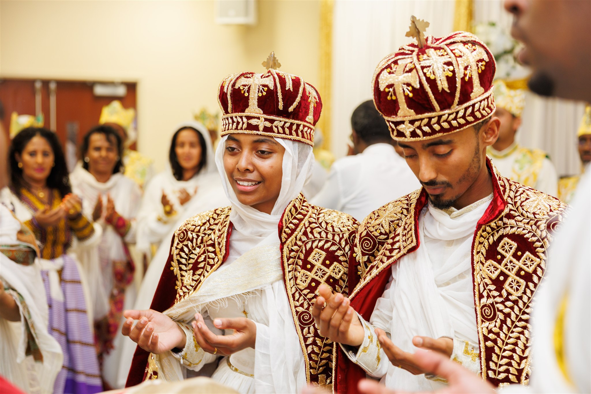 Small wedding portrait in church attire